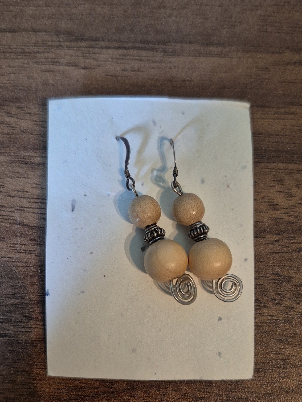 #7 Wood Bead Dangle Earrings